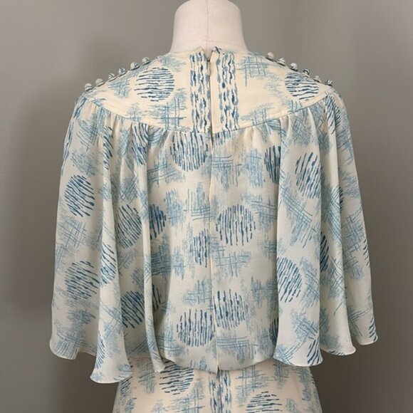 Vintage Ann Michael Flutter Sleeve Dress Sz 8 - Picture 7 of 10